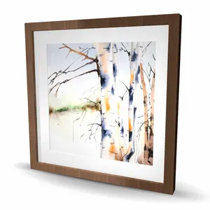 212 MAIN 24x24 in. Framed Matted Wood Wall Art Print - Artistic Birch Tree Trunks Nature Scene Photo, Home Office Decoration, Outdoor-Suitable Gift for Home Decor Enthusiasts, Trees