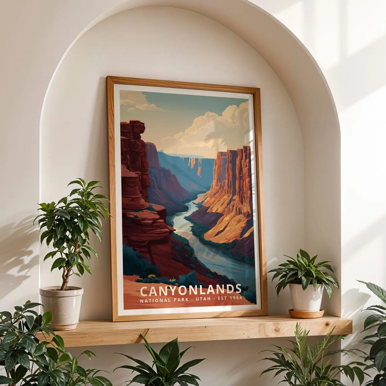 Canyonlands National Park Vintage Glossy Poster, Unframed Nature Landscape Wall Art