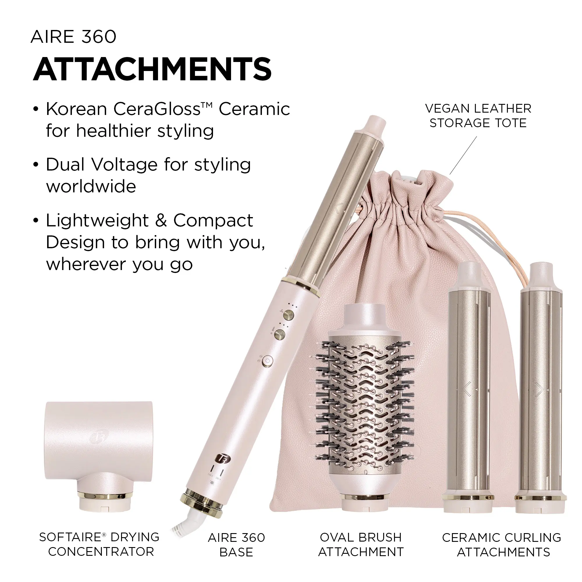 T3 MICRO Aire 360 Ceramic Dual Voltage Air Styler | Blowouts, Curls, Waves & Volume