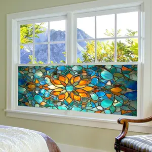 Flower Pattern Static Cling Window Sticker, Double Sided Window Decal, Decorative Sticker for Home Living Room Bedroom, Home Decor, Ornaments, Floral Pattern Sticker