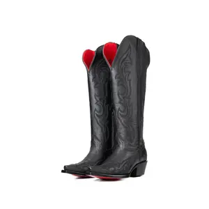 Jenny Tall Red Bottom Wide Calf Snip Toe Cowgirl Boot