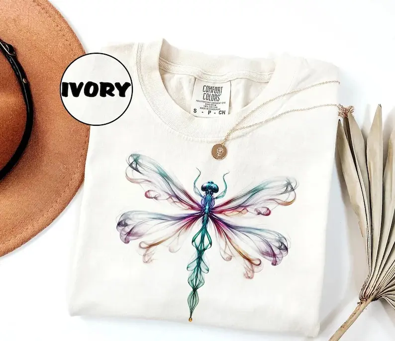 Comfort Colors Bright Golden Dragonfly T-Shirt - Sweatshirt - Hoodie, Comfort Colors Cute Women T-shirt, Cute Dragonfly Tee, Cute Women Gift, Boho Girly Gift