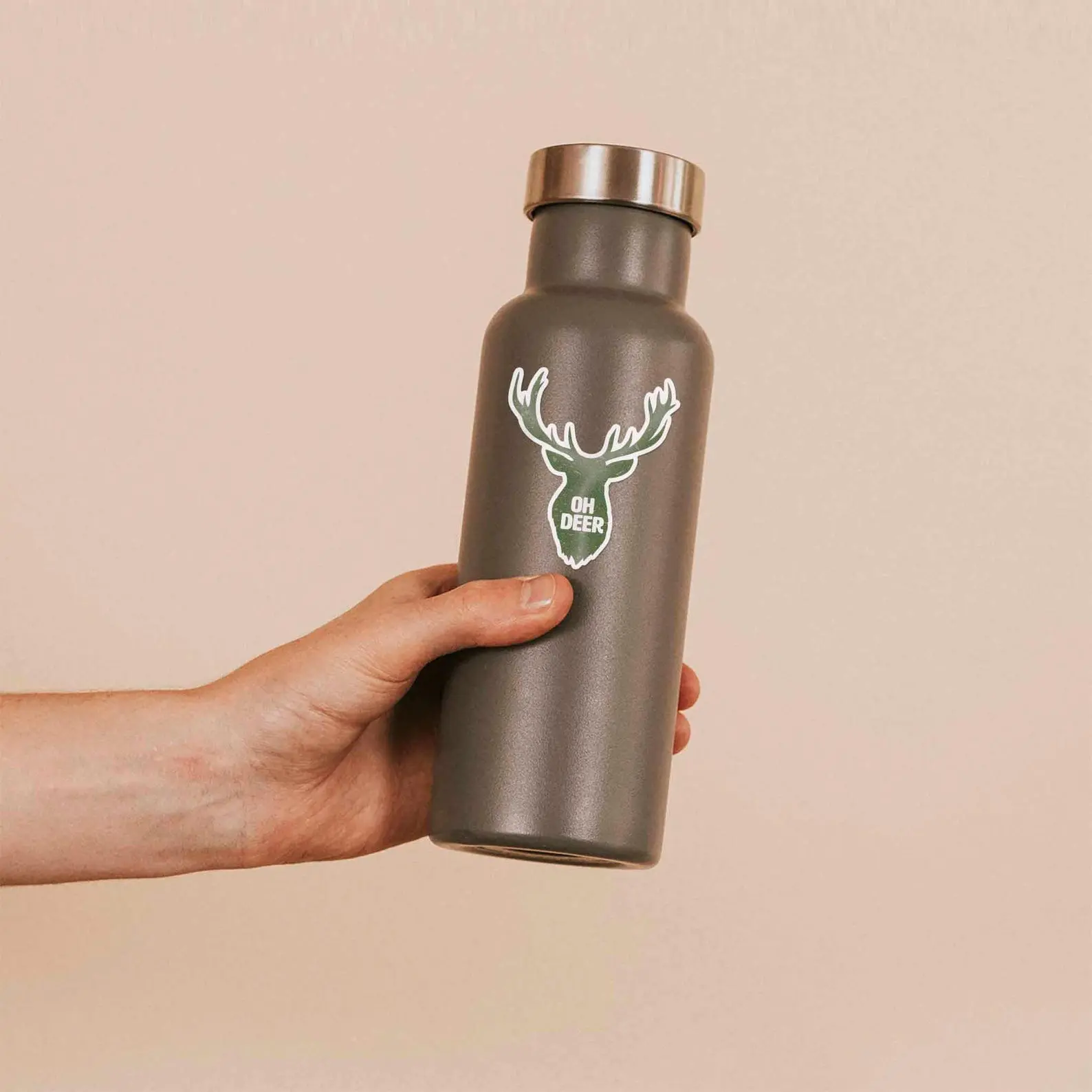Oh Deer Buck Antler Sticker - Funny Animal Sticker for Hydroflask - Outdoor Hunting Bumper Stickers for Car