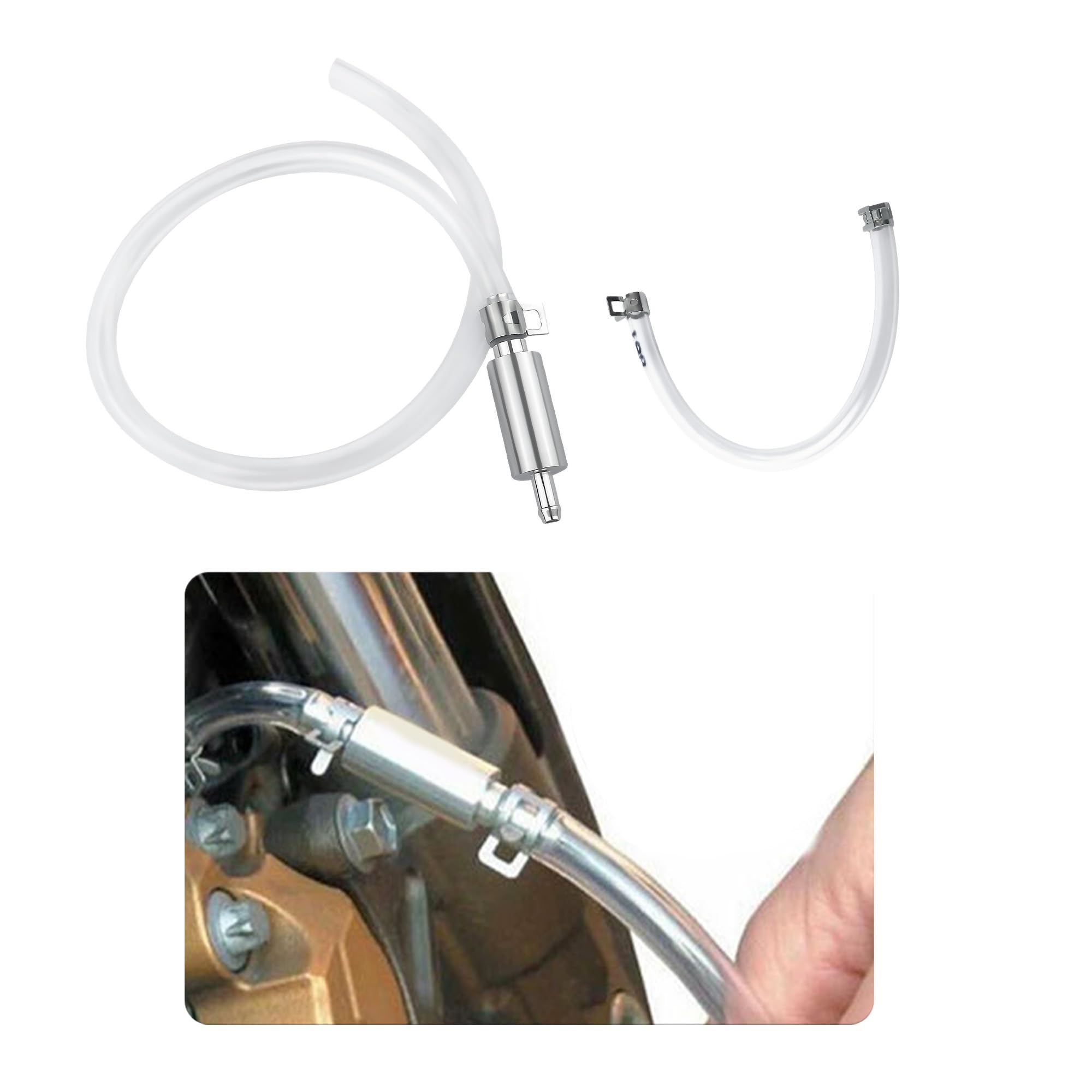 Brake Bleeder Hose - One Way Check Valve Tube BleedingTool Kit for Hydraulic System Bleeding, Universal BrakeFluid Bleeder Ki for Car Motorcyle Clutch, Soft Tube withMetal Clips