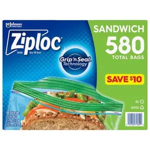 Ziploc Easy-Open Tab Sandwich Bags (580 ct.) Cover Fruits Pack With Zip Foldable Organiser Carrot Containers Kitchen Handheld Cheese Cake Utensils Machine