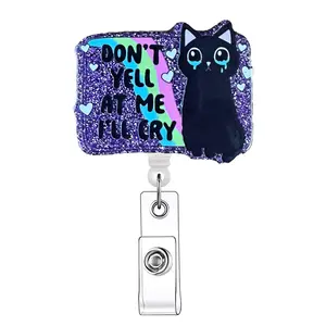 Don't Yell At Me I'll Cry Badge Holder Acrylics, 1 Count Funny Retractable Badge Reel, Id Card Holder, Identification Badge & Supplies for Nurses, Doctors & Office Staff