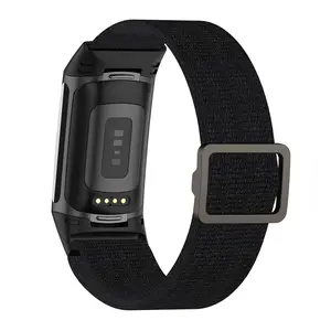 Doemoil  Elastic Bands Compatible with Fitbit Charge 6/5, Adjustable Stretchy Nylon Loop Band Sport Replacement Strap Accessory Wristband