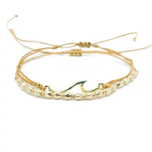 Wave String & Bead Bracelet Duo