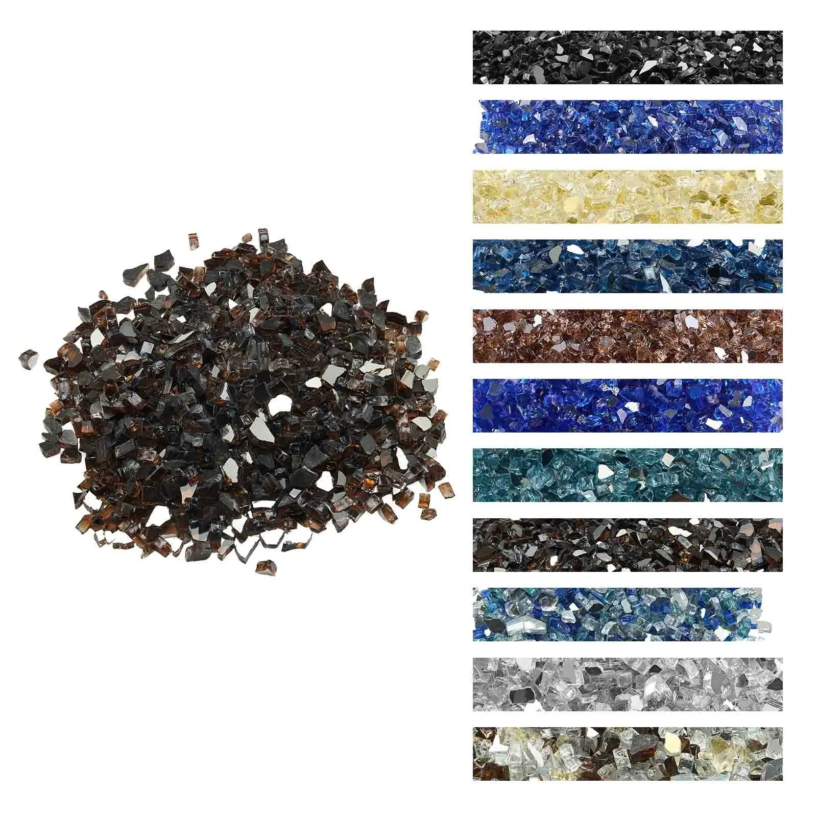 VEVOR Fire Glass, 10 LBS/ 4.5 KG High-Temperature Resistant Fireplace Rocks, 1/2-Inch/ 12.7 mm Reflective Smokeless Firepit Glass Rock, High Luster Stone Landscaping for Fire Pit Table, Copper