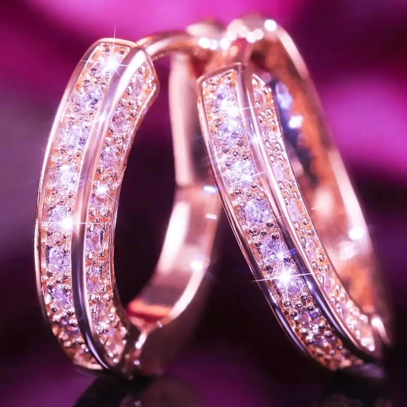Women's Elegant Rhinestone Decorated, Exquisite Trendy Statement Hoops Earrings, Fashionable Earrings, Gorgeous Jewelry Gifts As Birthday Gift for Women