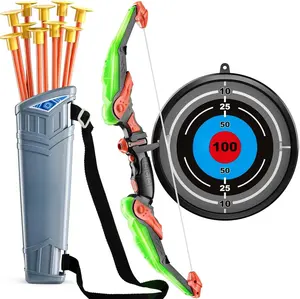 LED Light-Up Archery Set for Kids - 10 Suction Cup Arrows, Indoor & Outdoor Play, Boosts Hand-Eye Coordination,archery set Perfect Birthday Gift for Boys & Girls, High-Quality ABS Material, Flashing LED Lights, Adjustable Bowstring,kid bow and arrow set,