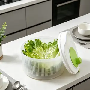 Large-Capacity Multi-Use Vegetable Spinner, Removable Drain Basket & Clear Bowl,Salad Dryer, Perfect for Cleaning & Drying Fruits, Vegetables & Berries for Meal Prep