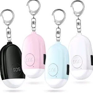 Personal Safety Alarm with LED Flashlight White 130dB Emergency Siren Rechargeable Battery Keychain Clip Strobe Light Self Defense Security Device