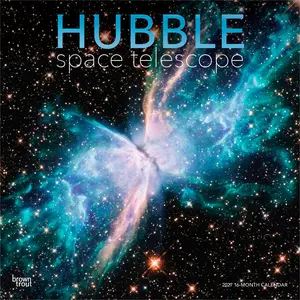 Hubble Space Telescope | 2027 12 x 24 Inch (Hanging) Monthly Square Wall Calendar | Foil Stamped Cover | Plastic-Free | BrownTrout | Science Astronomy Technology