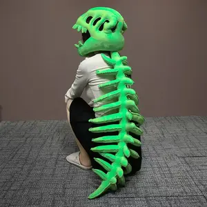 Dinosaur Costume, Realistic Dinosaur Skeleton Outfit Set, for Halloween Plush Spine Skeleton Headband, Specially Designed Dinosaur Onesie for Halloween