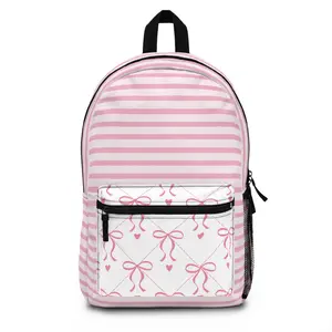 Pink Striped Bow Backpack