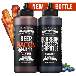 Elijah’s Xtreme BBQ Sauce Bundle - 2-Pack - Bacon Maple & Blueberry Chipotle Barbecue Sauces & Marinade, Net wt. 15.3 oz Each, Best Chicken Flavor Dip