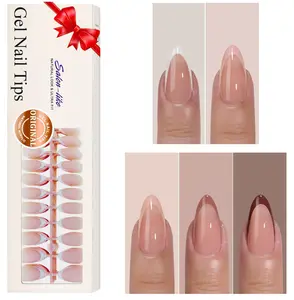 KQueenest French Gel Nail Tips - Multi-Color French Tip Press on Nails Medium Almond Nail Tips,Stiletto Soft Natural Nude Gel Tip Nails with Design, Acrylic Fake Nails 150 Pcs