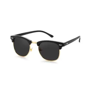 Retro Semi Rimless Polarized Sunglasses for Women Men Anti Blue Light Trendy Summer Eyewear Blue Light Blocking Computer Glasses Vintage Outdoor UV Protection Unisex Frames