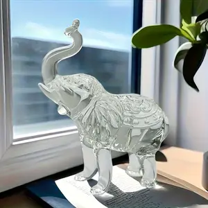 1 Piece Crystal Clear Elephant Ornament, Crystal Figurine Crafts, Suitable For Bookshelf Home Living Room Office Cabinet Decoration, Room Table Top Entrance Decoration, Valentine's Day Christmas And New Year Gifts