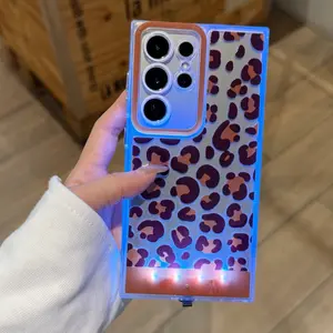 Sound-Control Glowing Leopard Print Phone Case, Hollow Cartoon Protective Cover, Unique Call Light Girl Phone Shell, Couple Style, Fits Samsung Galaxy S26 S24 S25  S24 ULTRA A35 A36 A55 A56 S25 Ultra
