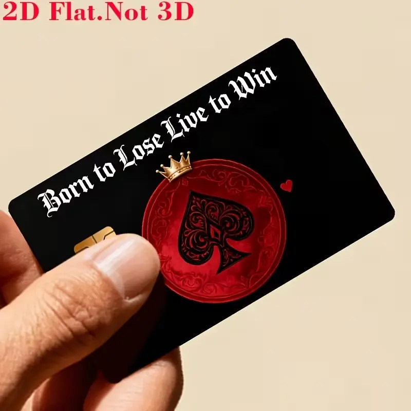 Born to Lose Live to Win Credit Card Skin, Spade Crown Card Sticker, Black Red Gothic Card Cover, Debit Bank Card Skin