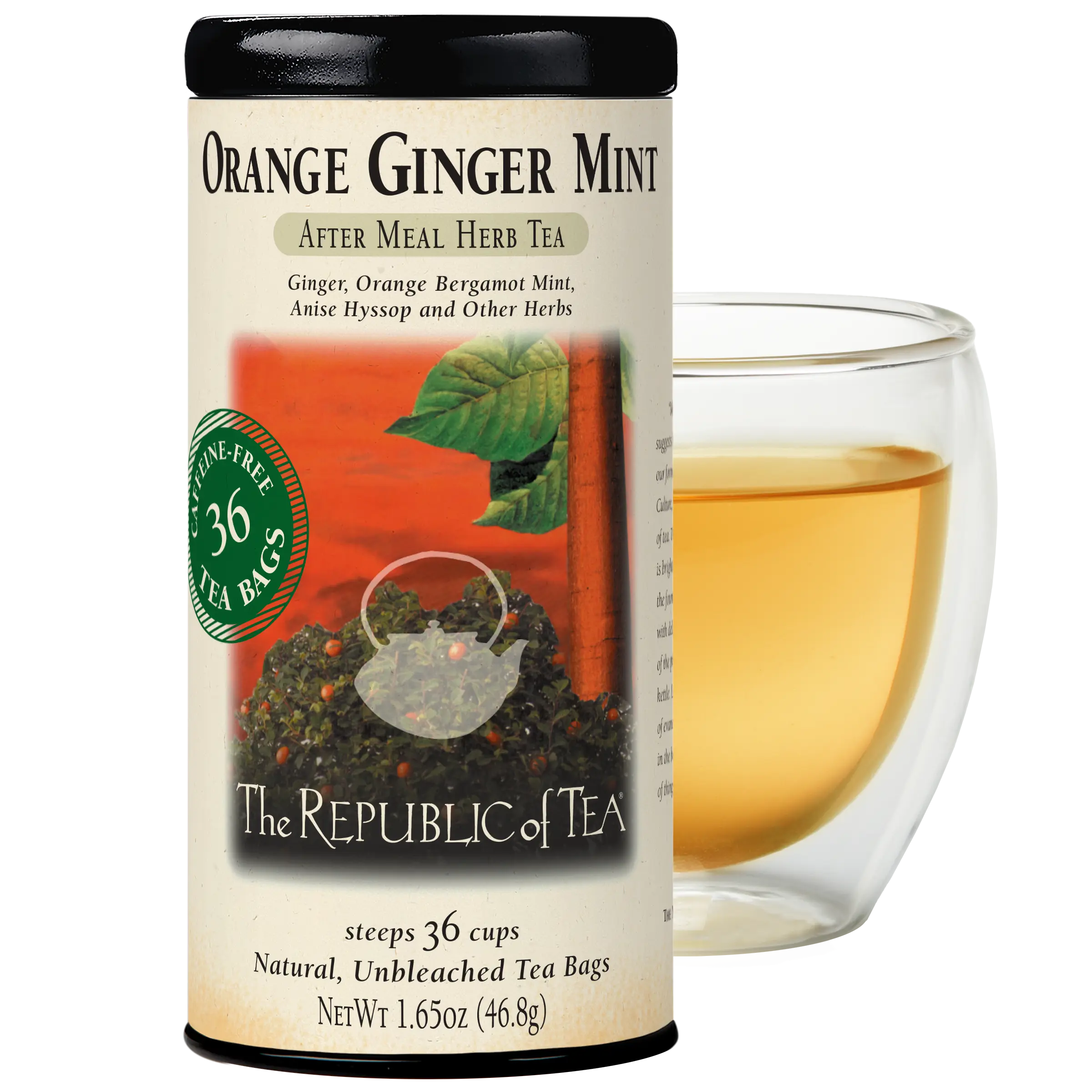 The Republic of Tea-Orange Ginger Mint Herbal Tea, Caffeine-free, 36 Tea Bag Tin