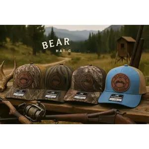 Richardson 112 Hat Laser Engraved Leather Baseball Cap for Fat Guys With Dad Bods in Various Camo & Blue Designs