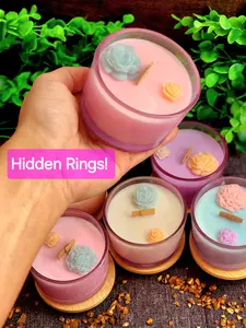 Hidden Jewelry | Fluorite Ring Candle | Oval or Butterfly Surprise | Gemstone Crystal | Pink Glass Decor Gift
