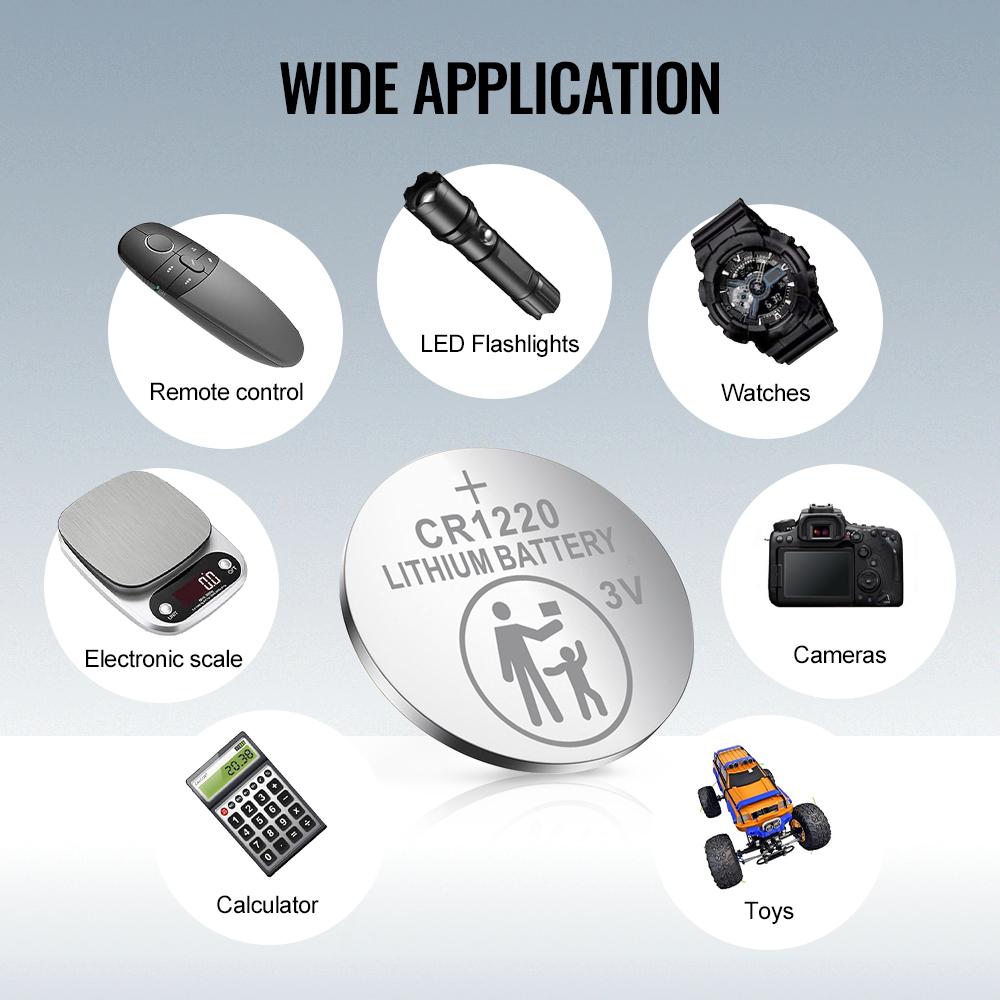 ENERGYPORT CR1220 3V Lithium Button Cell Battery CR 1220, for Keys, Watches, LED Light, Thermometer, Magnifier, Accessories, 40 Count