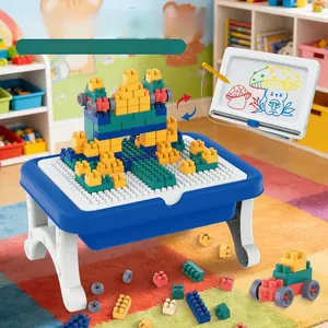 Magnetic Drawing Board Dual-Sided Building Blocks Table, Detachable, Kids Art Toy, Boys Girls Gift, Creative Playset