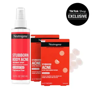 Neutrogena Clear Skin Trio: Stubborn Acne Patches & Body Spray with Salicylic Acid for Targeted Care & Spot Treatment