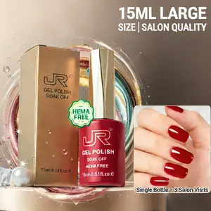 JR 2Pcs 15ml Hema Free Gel Nails Polish Valentines Nails Brown Red Dark Color Palette UV Curing DIY Home Salon Gift for Women Nail Supplies Cute Design