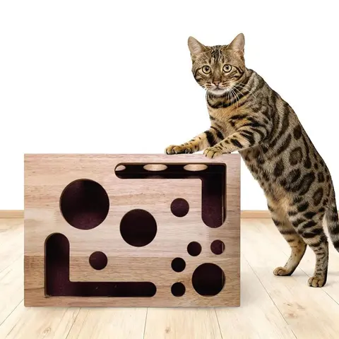 Cat Nail File Scratch Enrichment Box, Stress-Free Alternative to Clippers & Grinders, Sandpaper Inside for Indoor Cats, Puzzle Design