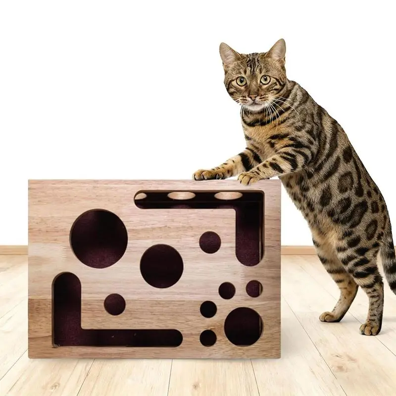 Cat Nail File Scratch Enrichment Box, Stress-Free Alternative to Clippers & Grinders, Sandpaper Inside for Indoor Cats, Puzzle Design