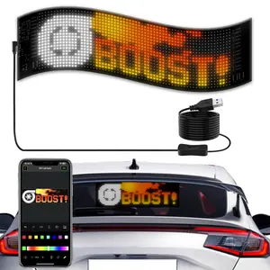 Bluetooth LED RGB Matrix Pixel Screen, Flexible USB 5V Scrolling Sign with APP Control, Trendy Car Decoration Aesthetic Soft Light Panel, Sharingan Eye Effect 14" x 4"