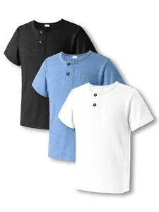 Ready Stock 7-15Y Boys Classic Solid Colors Tops, Casual Everyday Wear Tees with Short Sleeves, 3-Pack,  462312020-2 Polo