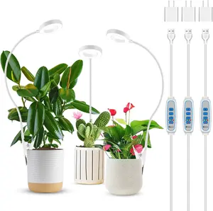 Grow Lights for Indoor , Full  Clip on  Lights for Indoor Growing, White Halo Grow Lamp 3 Pack with 360 Gooseneck, 6/12/16H Timer, 3 Light Modes, 5 Dimmable