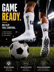 Pro Football Grip Socks, Non Slip Soccer Socks, Stay Locked In, Anti Slip Sole, Crew Length 20CM, Match Day Performance Socks