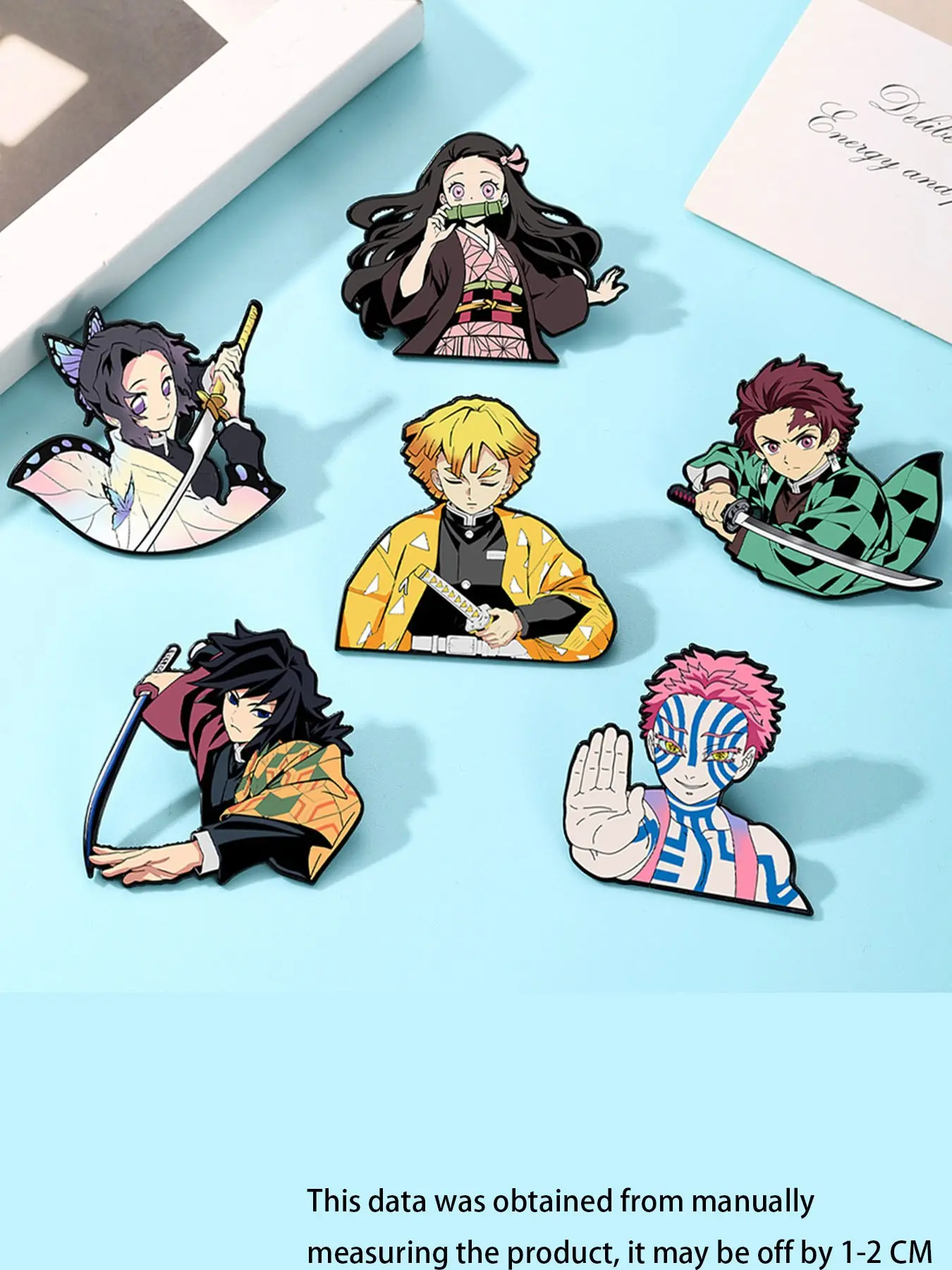 6-Piece Cartoon Demon Slayer Enamel Pin Set, Creative Alloy Brooches, Drop Set Pins, Decor Pins, Fashion Accessories for Backpacks, All Seasons Style
