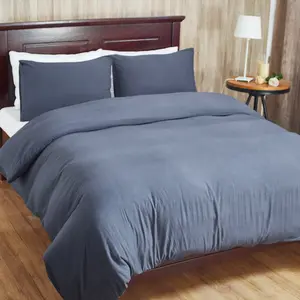 Top Space Duvet Cover Set in Washed Cotton Linen Microfiber - Solid Color - Available in King, Queen, and Twin Sizes