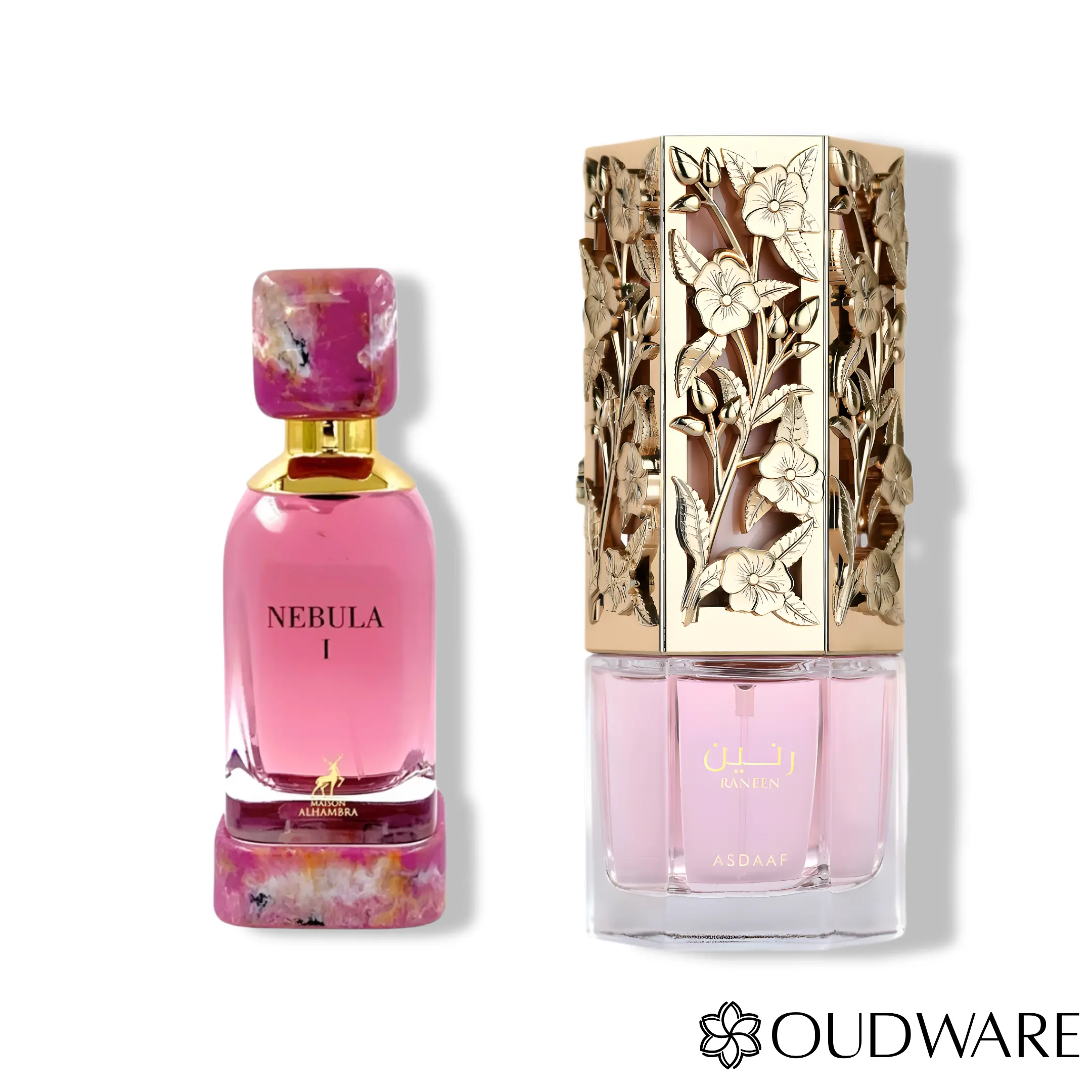 Lattafa Asdaaf Raneen EDP 100ML + Maison Alhambra Nebula I Unisex Eau De Parfum 100 mL (3.4 oz) Eau de Parfum Bundle – A Luxurious Women's Fragrance Duo