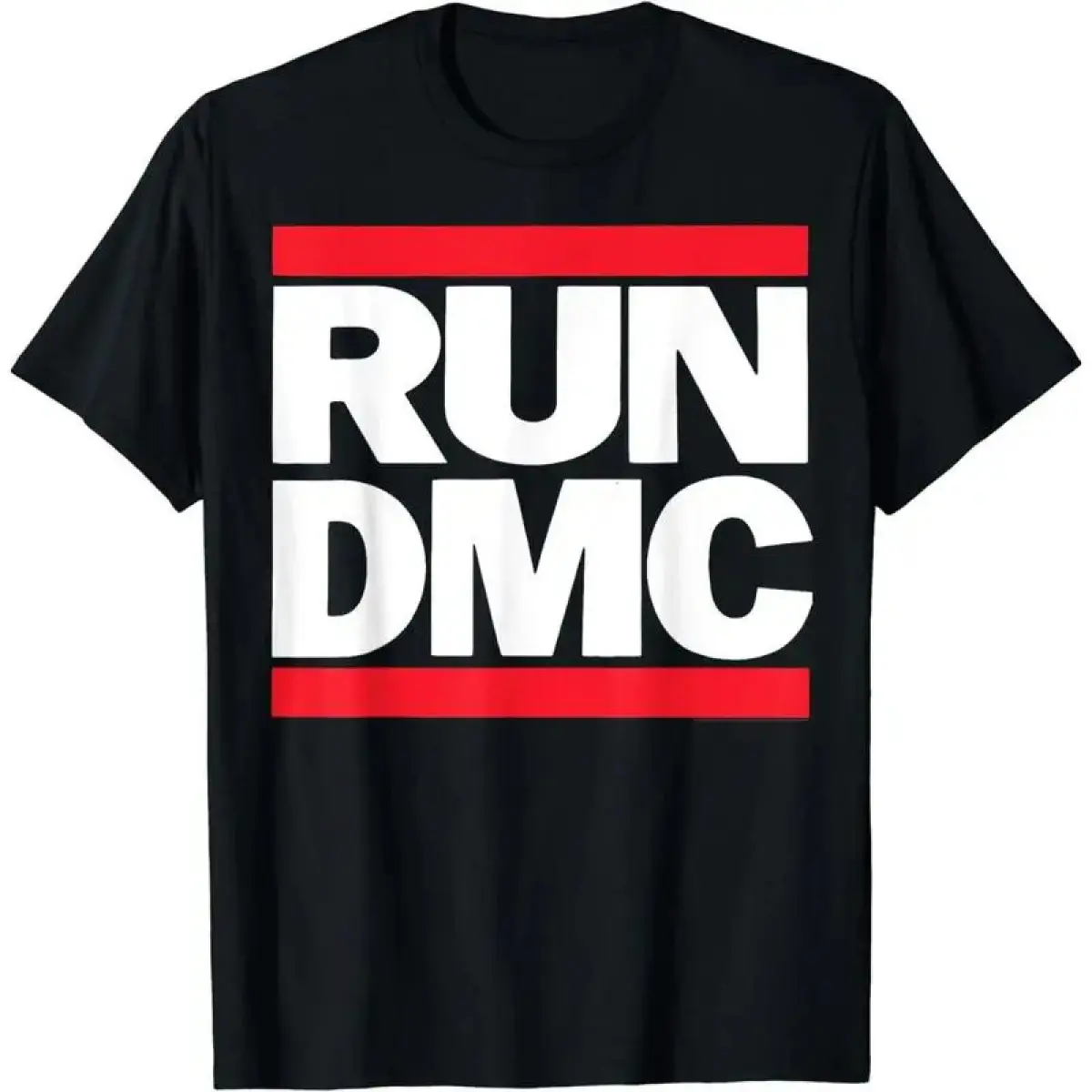 Lirae Men's 100% Cotton Short-Sleeve Top - Official Run DMC Logo, Casual, Round-Crew Neck, Black Unisex T-Shirt, Golf Gift Option, Shortsleeve, Round Neck, Official Logo
