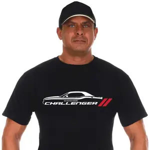 Men's Dodge Challenger Car Short Sleeve Crew Neck Black T-Shirt for Casual Wear Comfortable Fabric Classic Streetwear
