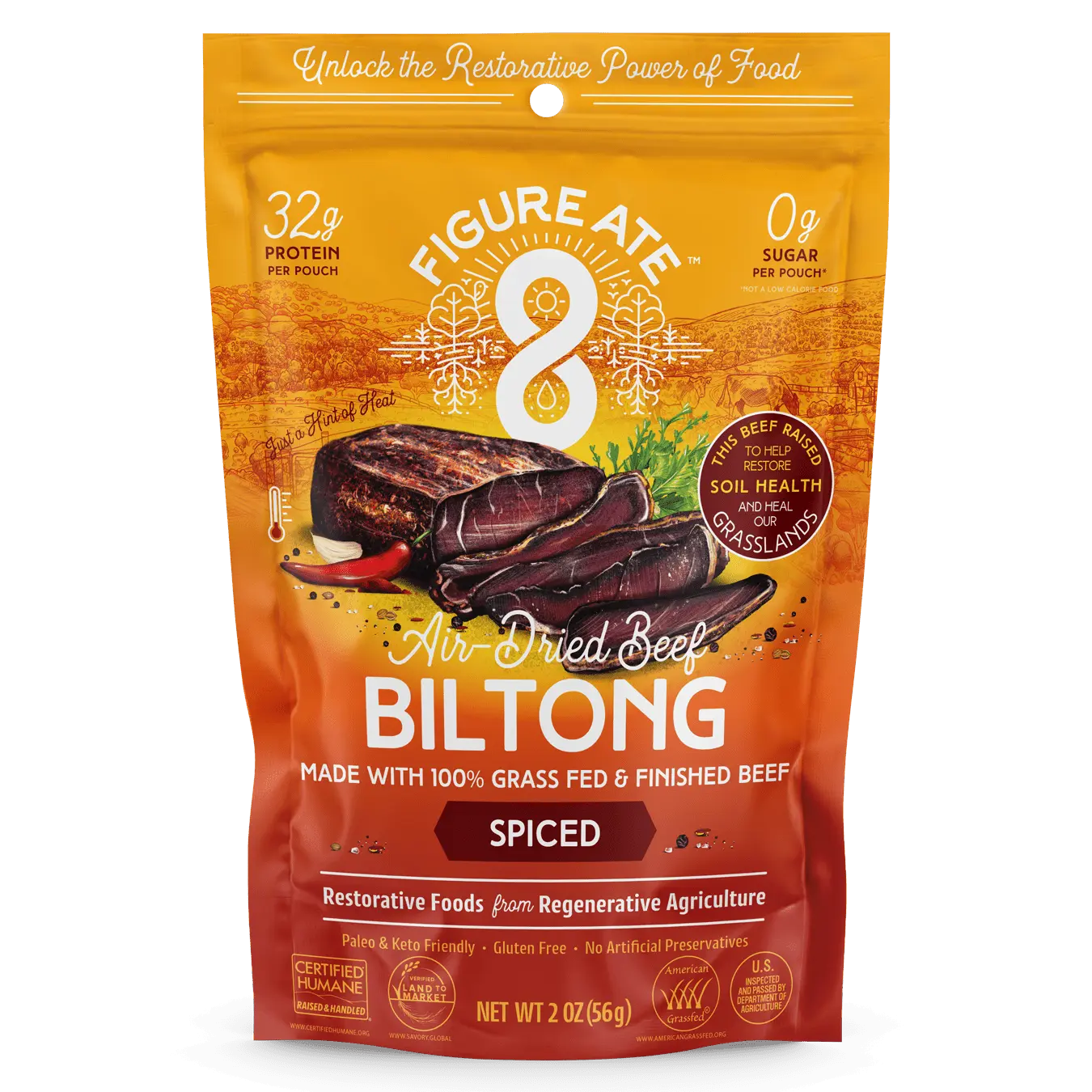 Spiced Grass Fed & Finished Beef Biltong