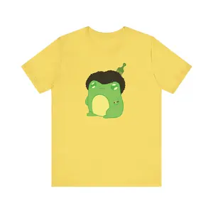 Afro Frog with Watch and Pick T-Shirt | Cute Green Frog Illustration