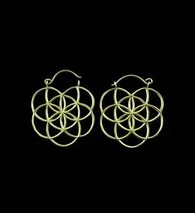 Golden Seed of Life Plug Hoops