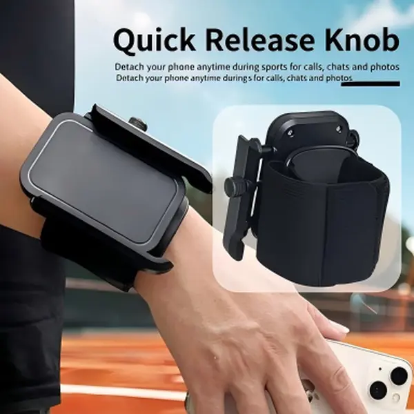 360° Rotatable Wrist Phone Holder with Twist Lock, Detachable Adjustable Wristband Phone Stand, Universal Hands-Free Phone Mount for Running Workout Fitness Walking, Fits Most Smartphones