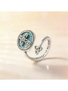 New Hot-Selling Retro Design Oil Painting Abalone Shell Engraved Ring Unisex High-End Fashion Jewelry