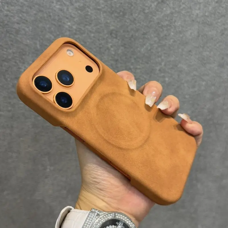 Luxury Sheepskin Feel Leather Magnetic Case for IPhone 17 pro Max 13 14 15 Plus 16 Pro Max 17 Air for Magsafe Matte Cover